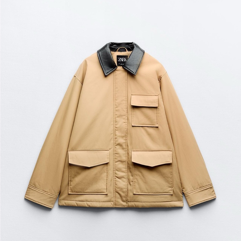 Zara Jacket: New with no Tag 
COMBINATION QUILTED JACKET
(L) TAUPE BROWN